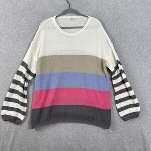 Eesome Lightweight Knit Sweater Womens 1X Multicolor Striped Stretch Boho